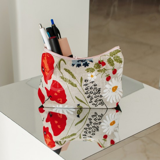 Colourful half-linen cosmetic bag "Poppy"